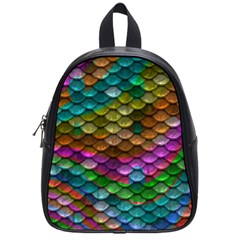 Fish Scales Pattern Background In Rainbow Colors Wallpaper School Bags (small)  by Nexatart