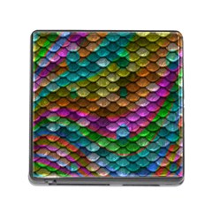 Fish Scales Pattern Background In Rainbow Colors Wallpaper Memory Card Reader (square) by Nexatart