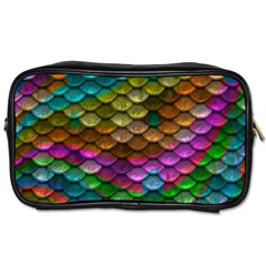 Fish Scales Pattern Background In Rainbow Colors Wallpaper Toiletries Bags by Nexatart