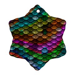 Fish Scales Pattern Background In Rainbow Colors Wallpaper Ornament (Snowflake)