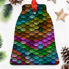 Fish Scales Pattern Background In Rainbow Colors Wallpaper Bell Ornament (Two Sides)