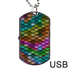 Fish Scales Pattern Background In Rainbow Colors Wallpaper Dog Tag Usb Flash (two Sides) by Nexatart