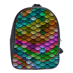 Fish Scales Pattern Background In Rainbow Colors Wallpaper School Bags (XL) 