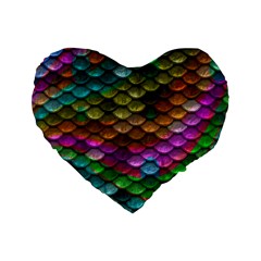 Fish Scales Pattern Background In Rainbow Colors Wallpaper Standard 16  Premium Heart Shape Cushions by Nexatart