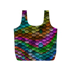 Fish Scales Pattern Background In Rainbow Colors Wallpaper Full Print Recycle Bags (S) 