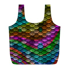 Fish Scales Pattern Background In Rainbow Colors Wallpaper Full Print Recycle Bags (l)  by Nexatart