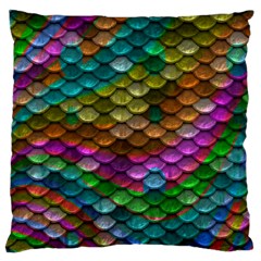 Fish Scales Pattern Background In Rainbow Colors Wallpaper Large Flano Cushion Case (one Side) by Nexatart