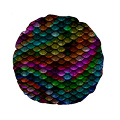 Fish Scales Pattern Background In Rainbow Colors Wallpaper Standard 15  Premium Flano Round Cushions