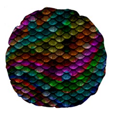 Fish Scales Pattern Background In Rainbow Colors Wallpaper Large 18  Premium Flano Round Cushions