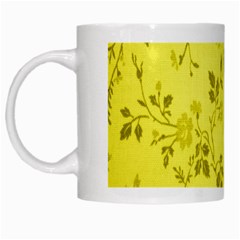 Flowery Yellow Fabric White Mugs by Nexatart