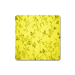 Flowery Yellow Fabric Square Magnet by Nexatart