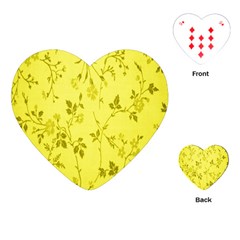 Flowery Yellow Fabric Playing Cards (heart)  by Nexatart