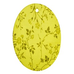 Flowery Yellow Fabric Oval Ornament (two Sides) by Nexatart