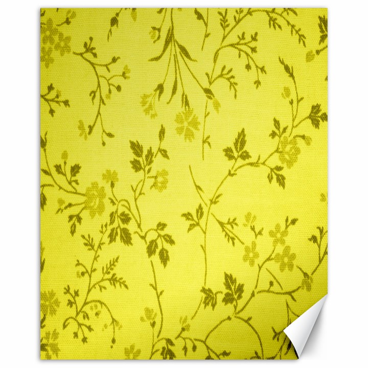 Flowery Yellow Fabric Canvas 16  x 20  