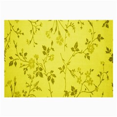 Flowery Yellow Fabric Large Glasses Cloth (2-side) by Nexatart