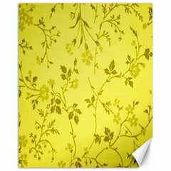 Flowery Yellow Fabric Canvas 11  X 14  