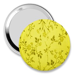 Flowery Yellow Fabric 3  Handbag Mirrors by Nexatart