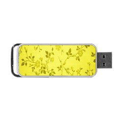 Flowery Yellow Fabric Portable Usb Flash (one Side) by Nexatart