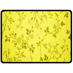 Flowery Yellow Fabric Double Sided Fleece Blanket (large)  by Nexatart