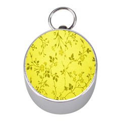 Flowery Yellow Fabric Mini Silver Compasses by Nexatart