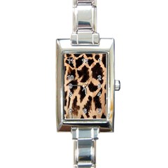 Giraffe Texture Yellow And Brown Spots On Giraffe Skin Rectangle Italian Charm Watch by Nexatart