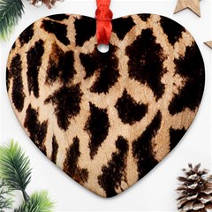 Giraffe Texture Yellow And Brown Spots On Giraffe Skin Ornament (heart) by Nexatart