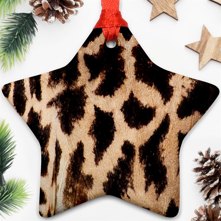 Giraffe Texture Yellow And Brown Spots On Giraffe Skin Ornament (Star)