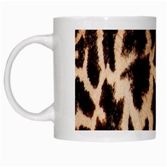 Giraffe Texture Yellow And Brown Spots On Giraffe Skin White Mugs by Nexatart