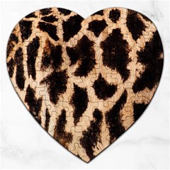 Giraffe Texture Yellow And Brown Spots On Giraffe Skin Jigsaw Puzzle (heart) by Nexatart