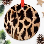 Giraffe Texture Yellow And Brown Spots On Giraffe Skin Round Ornament (Two Sides) Front