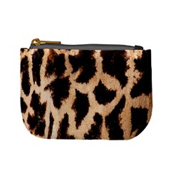 Giraffe Texture Yellow And Brown Spots On Giraffe Skin Mini Coin Purses by Nexatart