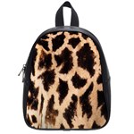 Giraffe Texture Yellow And Brown Spots On Giraffe Skin School Bags (Small)  Front