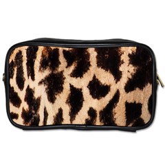 Giraffe Texture Yellow And Brown Spots On Giraffe Skin Toiletries Bags 2-side by Nexatart