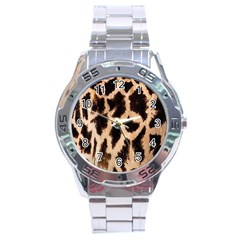 Giraffe Texture Yellow And Brown Spots On Giraffe Skin Stainless Steel Analogue Watch by Nexatart