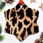 Giraffe Texture Yellow And Brown Spots On Giraffe Skin Snowflake Ornament (Two Sides) Back