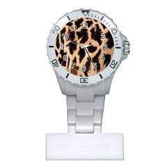 Giraffe Texture Yellow And Brown Spots On Giraffe Skin Plastic Nurses Watch by Nexatart