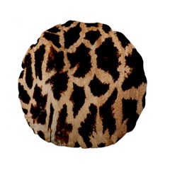 Giraffe Texture Yellow And Brown Spots On Giraffe Skin Standard 15  Premium Flano Round Cushions by Nexatart