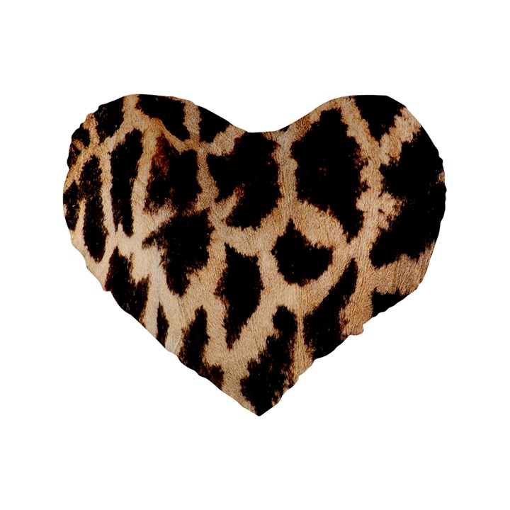 Giraffe Texture Yellow And Brown Spots On Giraffe Skin Standard 16  Premium Flano Heart Shape Cushions