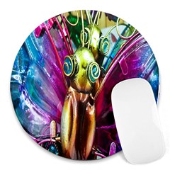 Magic Butterfly Art In Glass Round Mousepads by Nexatart