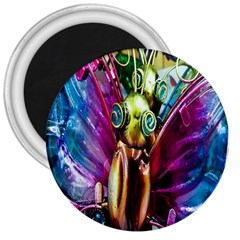 Magic Butterfly Art In Glass 3  Magnets by Nexatart