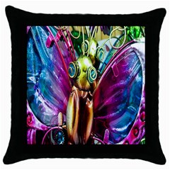 Magic Butterfly Art In Glass Throw Pillow Case (black) by Nexatart