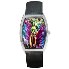 Magic Butterfly Art In Glass Barrel Style Metal Watch by Nexatart