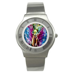 Magic Butterfly Art In Glass Stainless Steel Watch by Nexatart