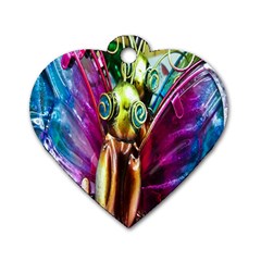 Magic Butterfly Art In Glass Dog Tag Heart (one Side) by Nexatart