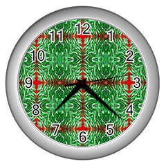 Geometric Seamless Pattern Digital Computer Graphic Wall Clocks (silver)  by Nexatart