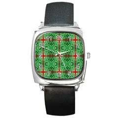 Geometric Seamless Pattern Digital Computer Graphic Square Metal Watch by Nexatart