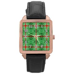 Geometric Seamless Pattern Digital Computer Graphic Rose Gold Leather Watch  by Nexatart