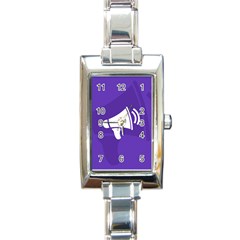 Announce Sing White Blue Rectangle Italian Charm Watch