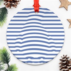 Animals Illusion Penguin Line Blue White Ornament (round) by Mariart