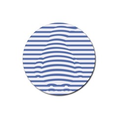 Animals Illusion Penguin Line Blue White Rubber Coaster (round)  by Mariart